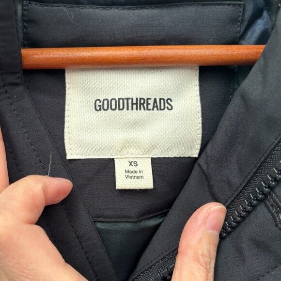Goodthreads Black Down Filled Full Zip Button Front Hooded Parka Jacket Size XS - Picture 8 of 11